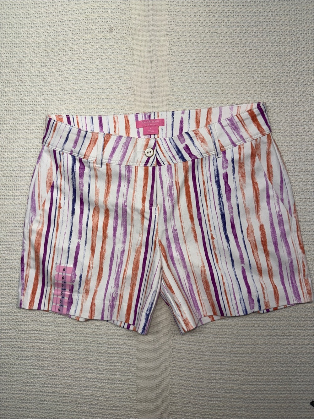 Isaac Mizrahi Striped Shorts in White, Purple & Orange